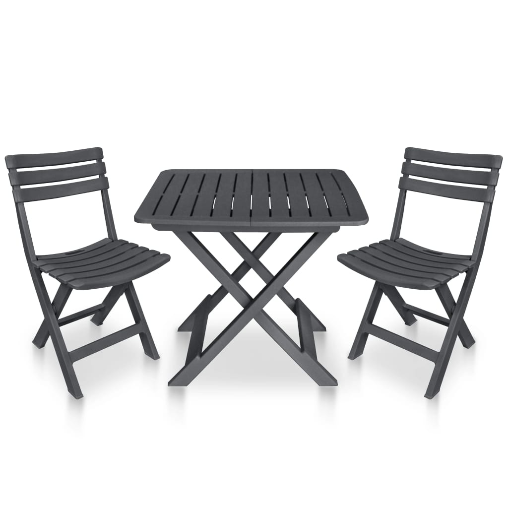 foto del prodotto set da bistrot 3 pz pieghevole in plastica antracite vidaxl