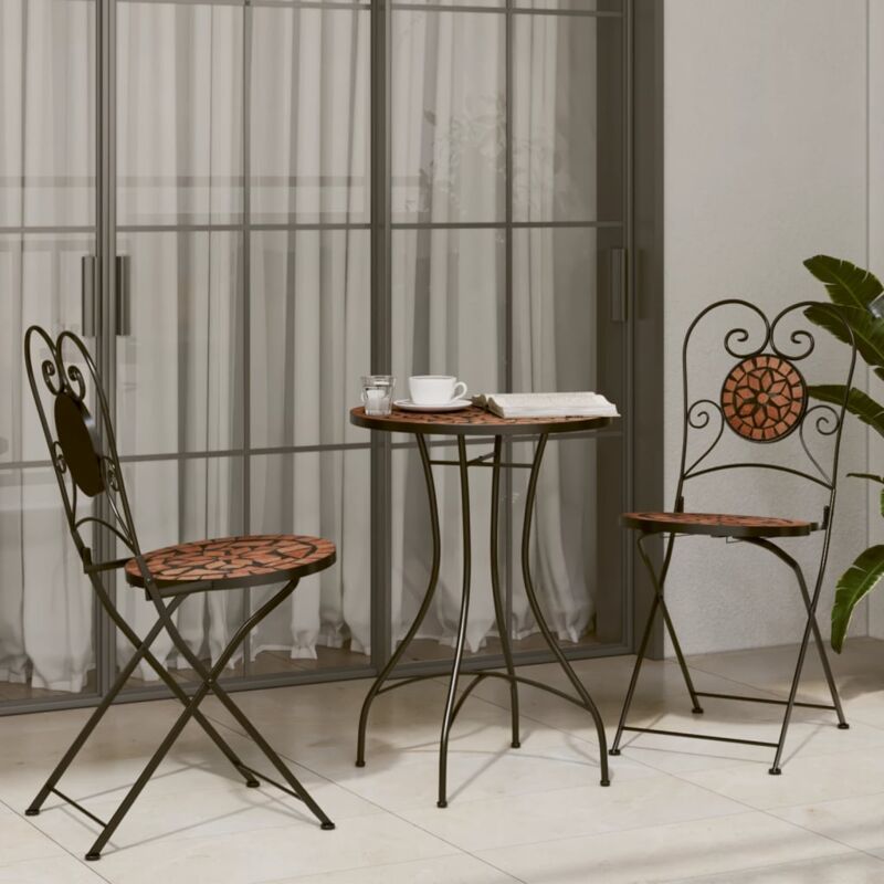 foto del prodotto set da bistrot con mosaico terracotta in ferro e ceramica vidaxl