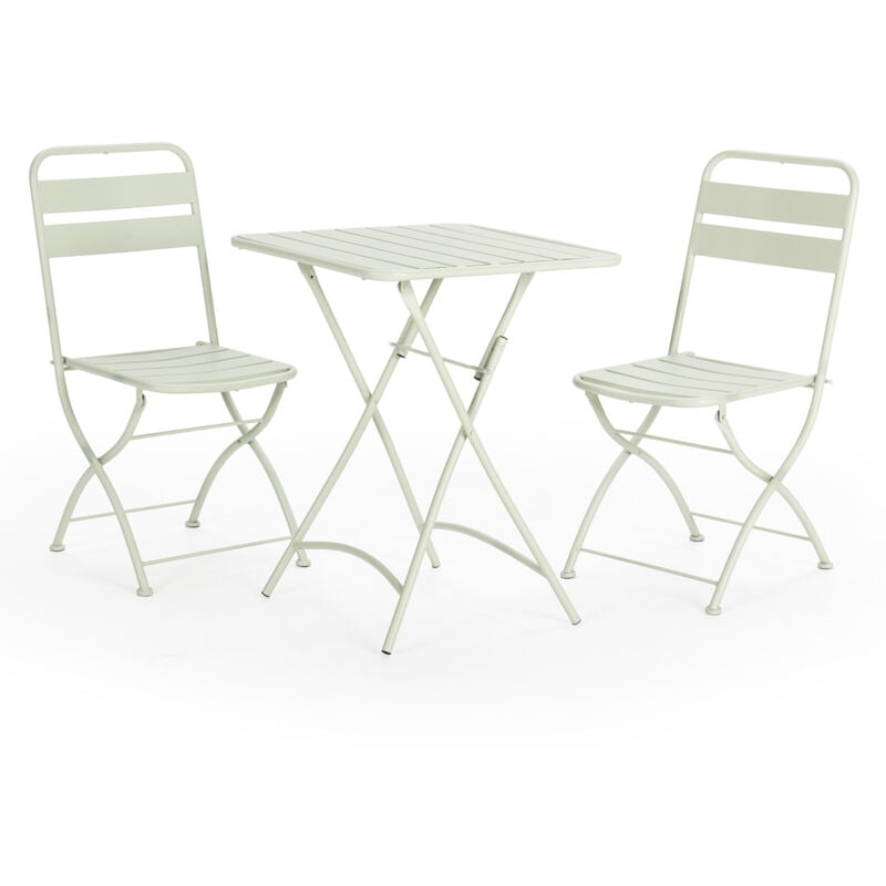 foto del prodotto set da bistrot da giardino 3 pezzi perla verde, tavolo e 2 sedie