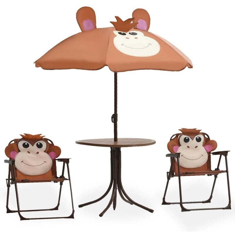 foto del prodotto set da bistrot da giardino per bambini con ombrellone marrone vidaxl