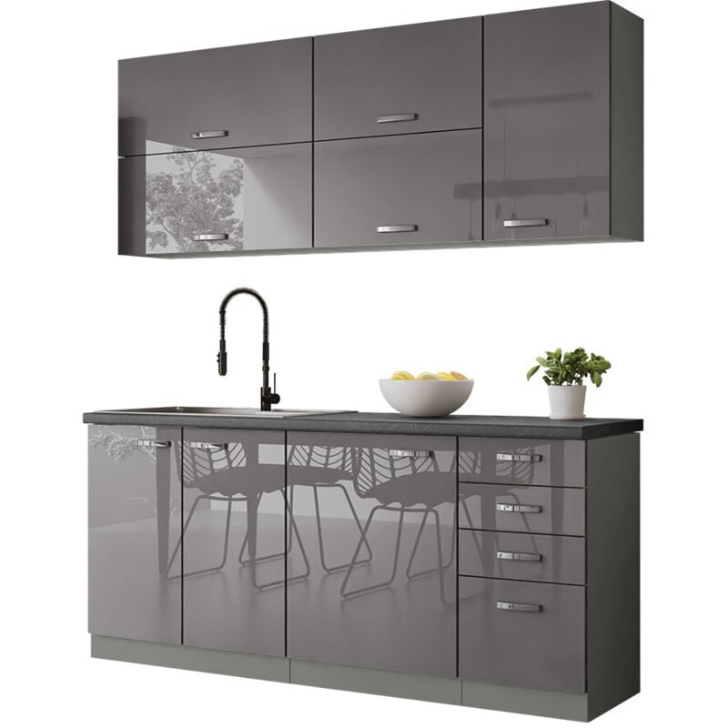 foto del prodotto set da cucina modulare multi grey 124 , 180x50cm, senza, truciolare laminato, led senza