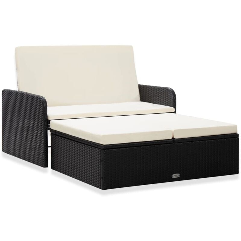 foto del prodotto set da esterni con divano poggiapiedi con cuscini design elegante vari colori colore nero