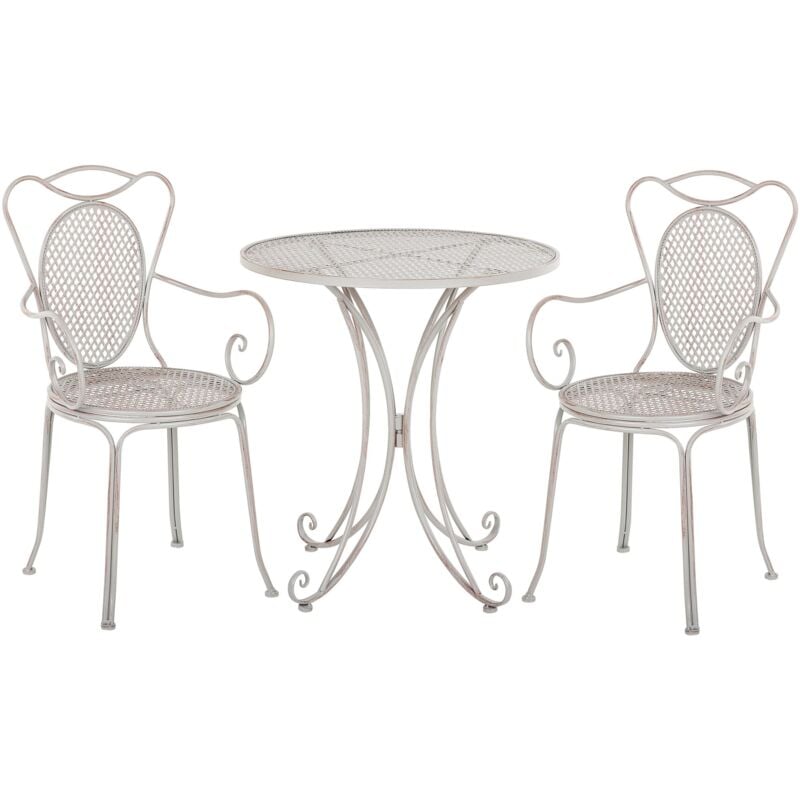 foto del prodotto set da esterno 3 pezzi tavolino 2 sedile in ferro grigio shabby chic cilento