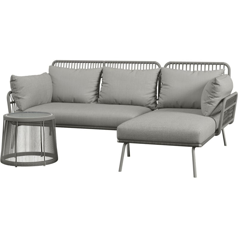 foto del prodotto set da esterno in rattan con divano 2 posti, chaise longue e tavolino outsunny