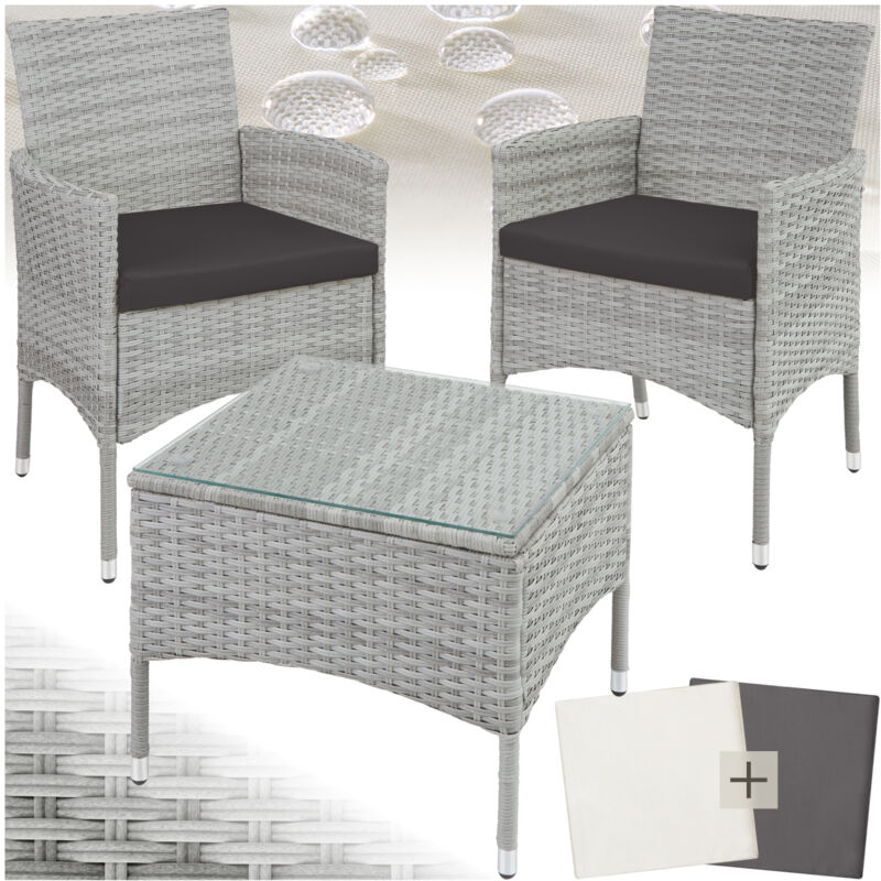 foto del prodotto set da giardino 2 posti con fodere grigio chiaro