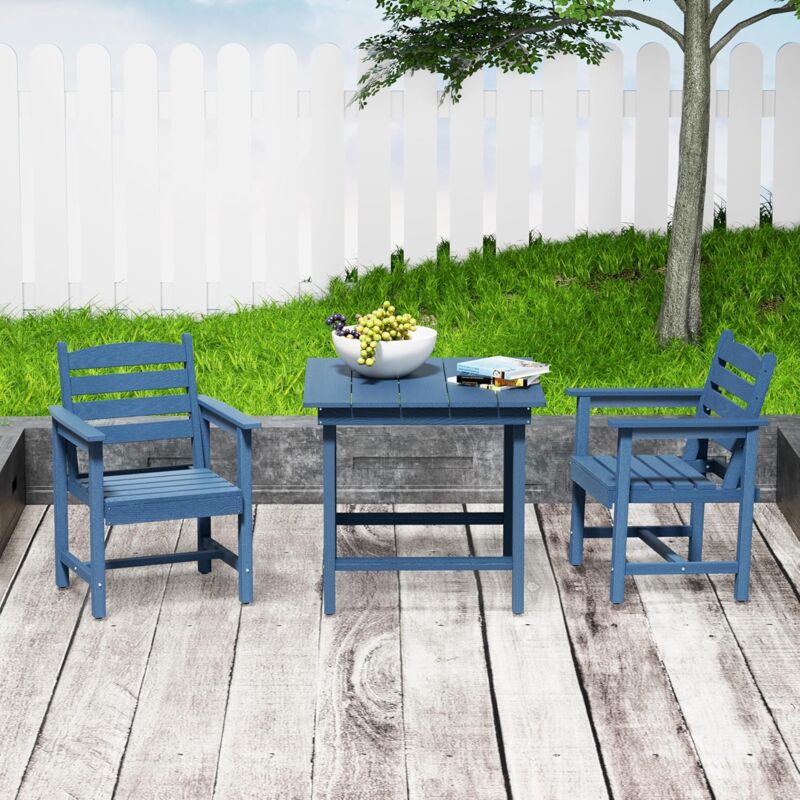 foto del prodotto set da giardino 3 pezzi, 2 sedie e 1 tavolo, set da esterno in hdpe, tavolo da giardino con 2 sedie, set relax da terrazzo, blu uev