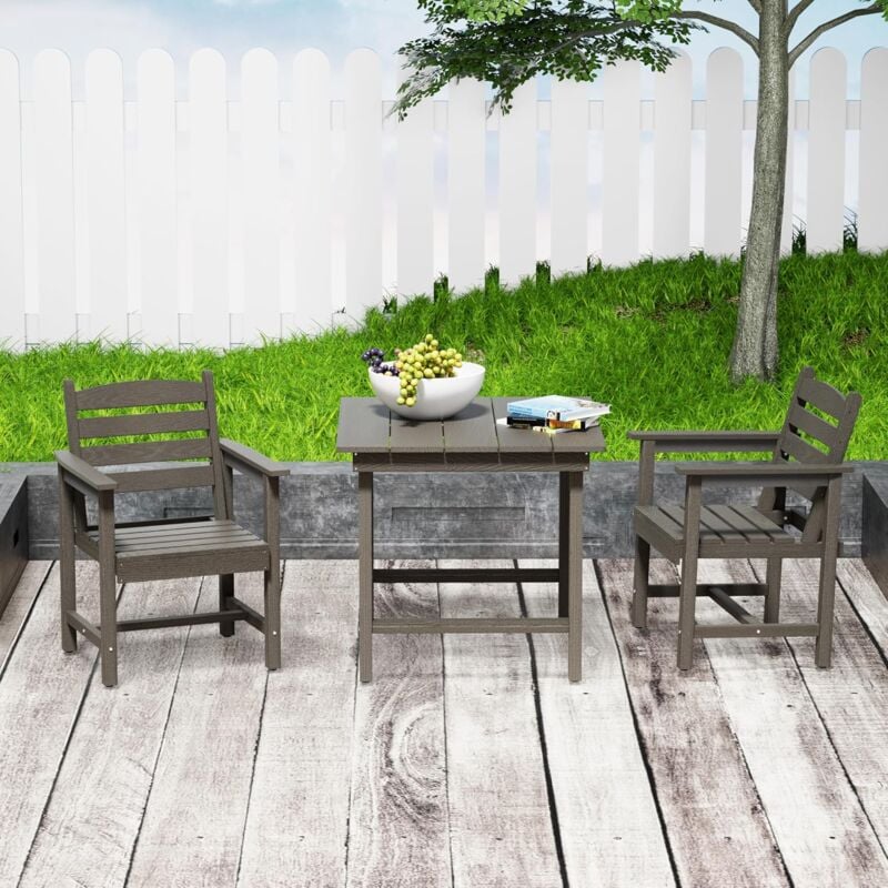 foto del prodotto set da giardino 3 pezzi, 2 sedie e 1 tavolo, set da esterno in hdpe, tavolo da giardino con 2 sedie, set relax da terrazzo, grigio uev