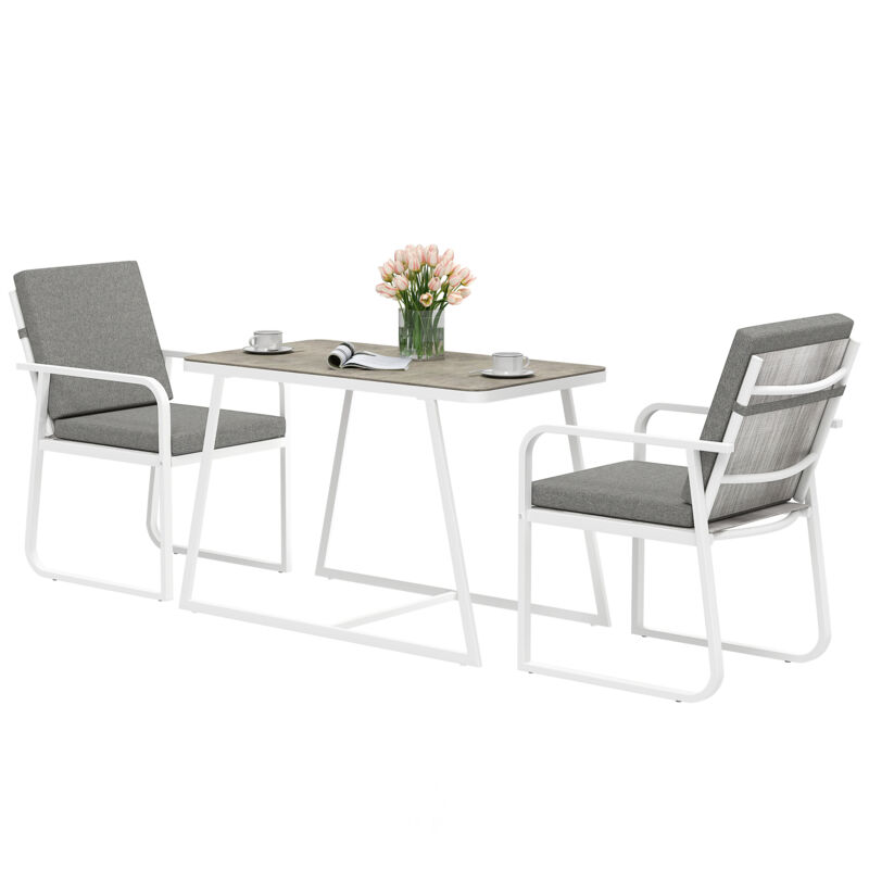 foto del prodotto set da giardino 3 pezzi con 2 sedie e tavolo da esterno bianco outsunny