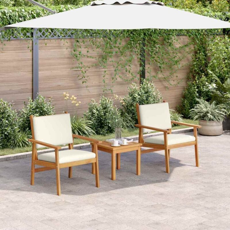 foto del prodotto set da giardino 3 pezzi vidaxl con cuscini in legno massello di acacia