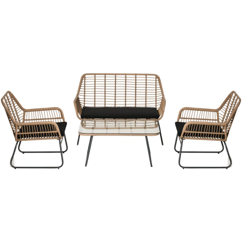 foto del prodotto set da giardino 4 pezzi rattan pe con 2 poltrone divano tavolino boho outsunny