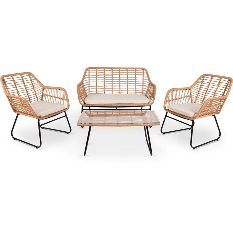 foto del prodotto set da giardino 4 posti imperia beige, tavolino da esterno divano 2 posti 2 poltrone, beige, resistente ai raggi uv