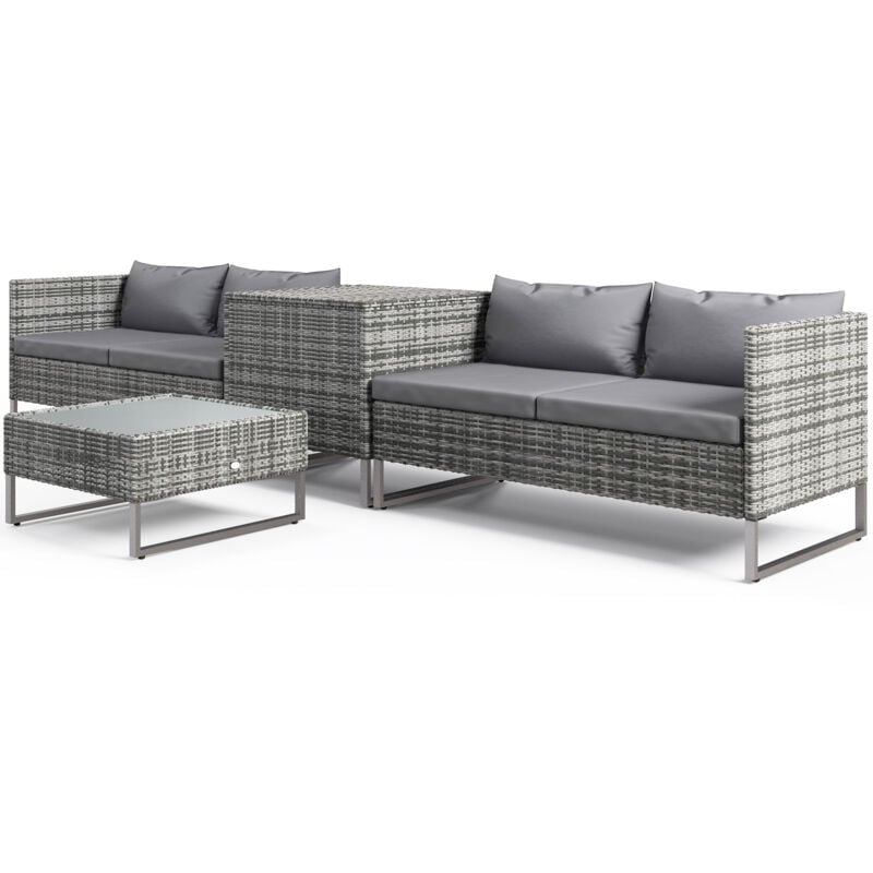 foto del prodotto set da giardino 4pz con 2 divani 2 posti e 2 tavolini in rattan acciaio outsunny