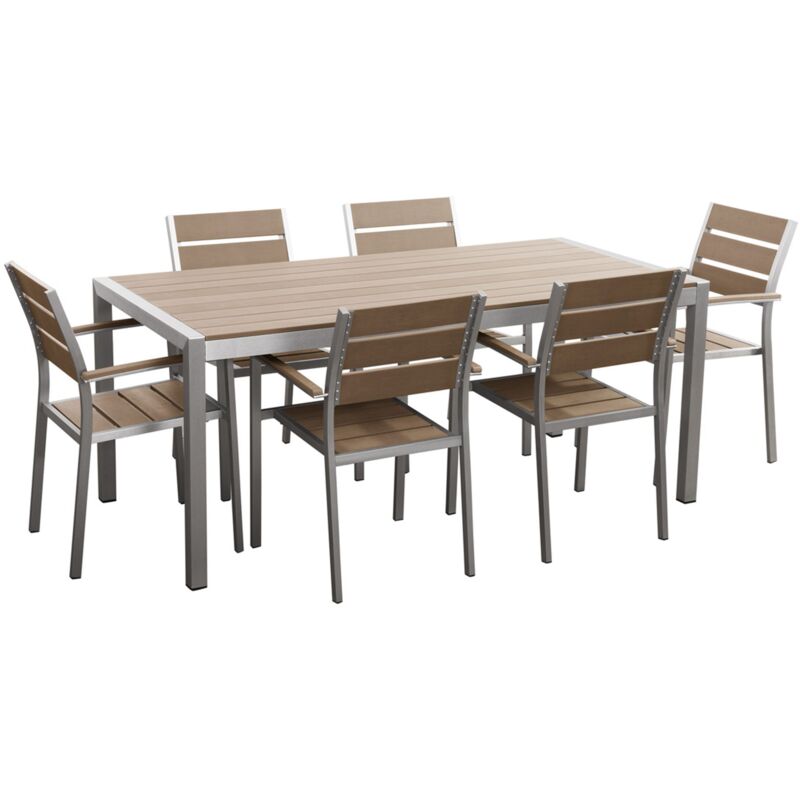 foto del prodotto set da giardino 6 sedie tavolo legno e alluminio anodizzato vernio