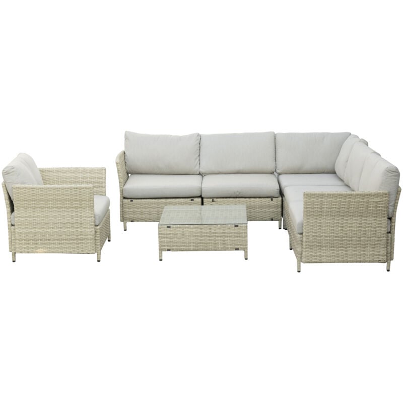foto del prodotto set da giardino 7 pezzi rattan pe con poltrone e divanetti con cuscini outsunny