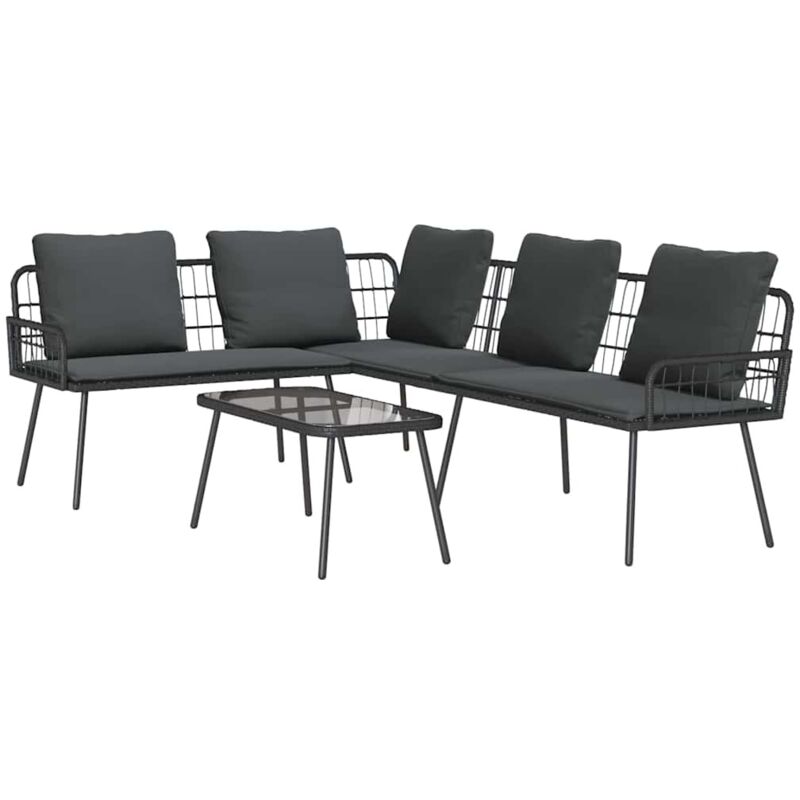 foto del prodotto set da giardino a 2 pezzi con cuscini in rattan sintetico nero vidaxl