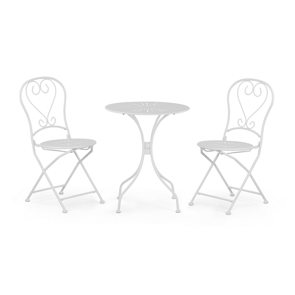 foto del prodotto set da giardino bianco 2 sedie pieghevoli 1 tavolino rotondo deco