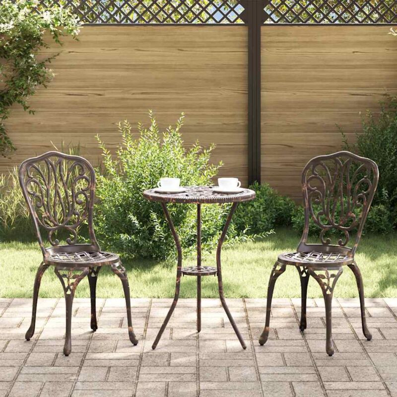 foto del prodotto set da giardino bistro a 3 pezzi in alluminio fuso bronzo di vidaxl