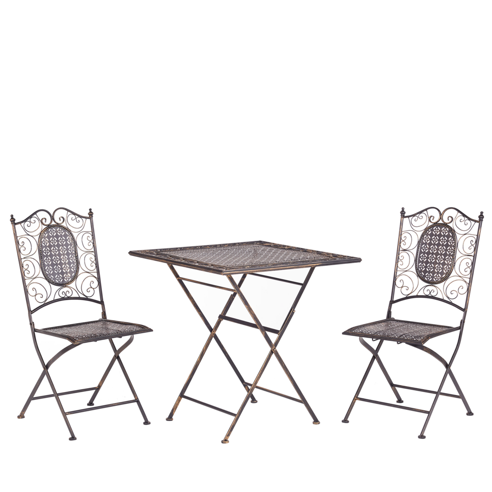 foto del prodotto set da giardino bistro pieghevole 70 x 70 cm in metallo color nero stile retr 2 sedie un tavolo