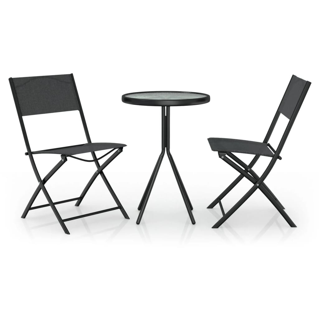 foto del prodotto set da giardino bistrot mobili da esterno terrazza 3 pezzi acciaio nero 020013498
