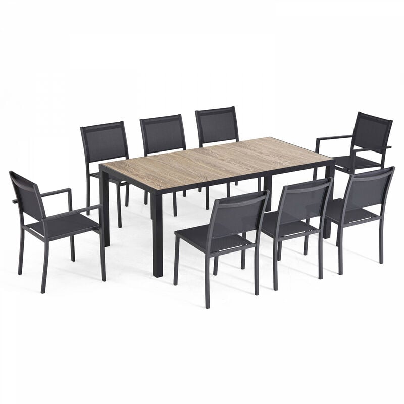 foto del prodotto set da giardino con 8 posti in alluminio e ceramica marrone tivoli