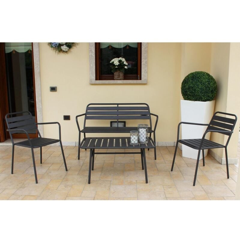foto del prodotto set da giardino con struttura in ferro verniciato grigio antracite pavia