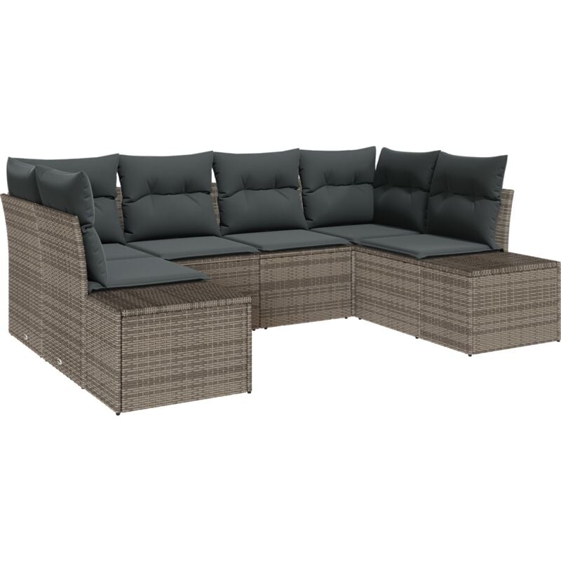 immagine 0 del prodotto set da giardino in 6 pezzi con cuscini grigio in rattan sintetico vidaxl