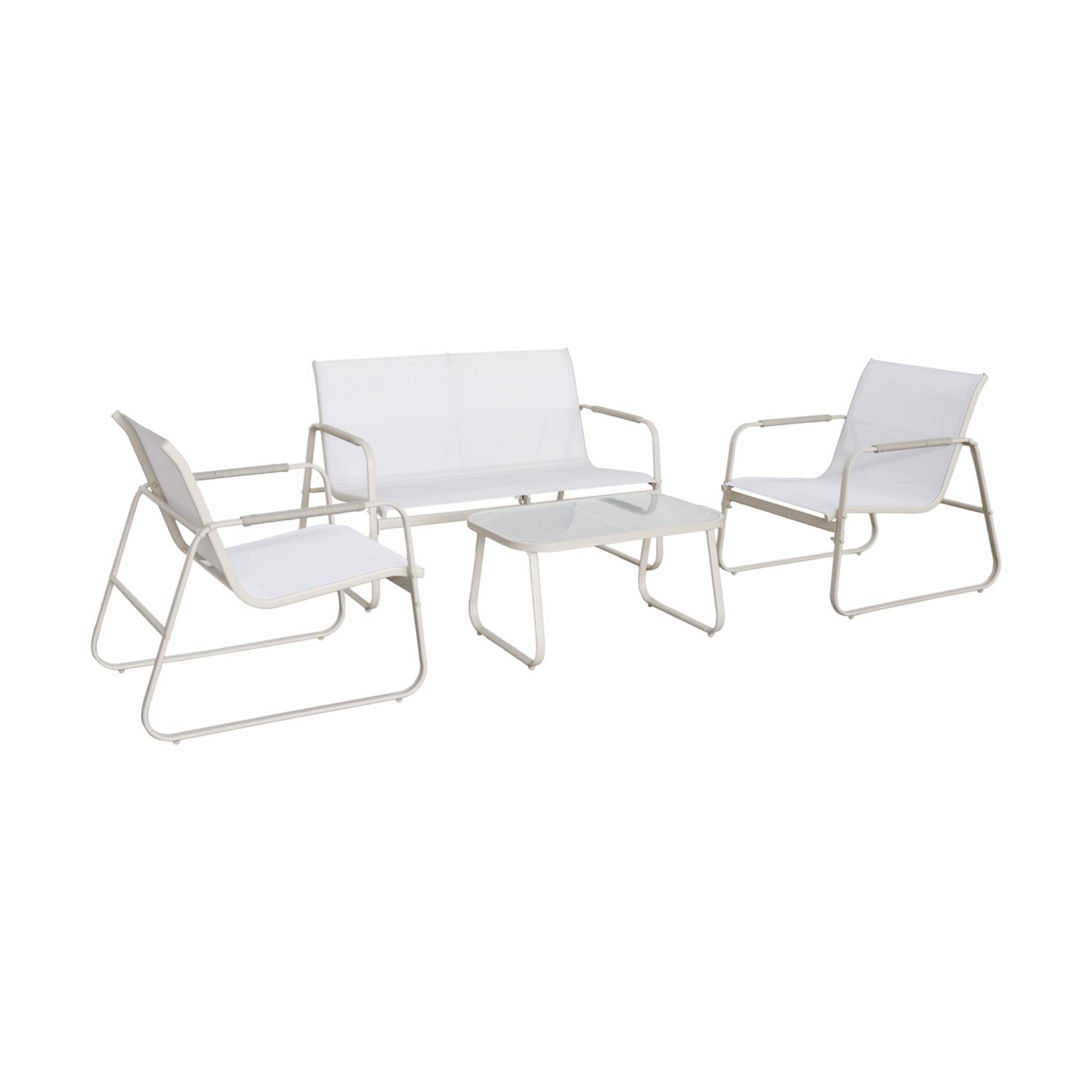 foto del prodotto set da giardino in acciaio, 4 posti, beige