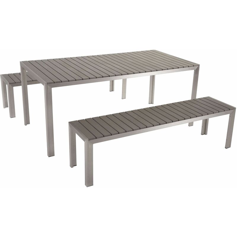 foto del prodotto set da giardino in alluminio anodizzato grigio tavolo rettangolare 2 panche nardo