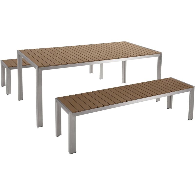 foto del prodotto set da giardino in alluminio anodizzato marrone tavolo rettangolare 2 panche nardo