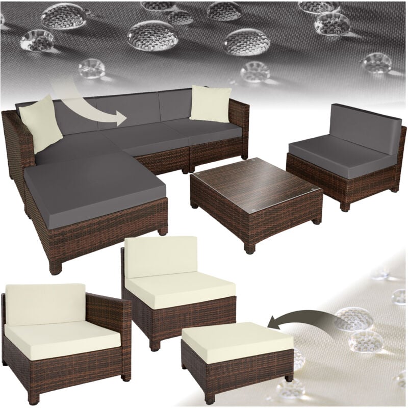 foto del prodotto set da giardino in rattan con telaio in alluminio e imbottitura di 10 cm arredo giardino, mobili da giardino, set da giardino