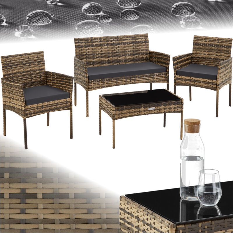 foto del prodotto set da giardino in rattan palese per 4 persone set di sedute, gruppo lounge da giardino, mobili da terrazza