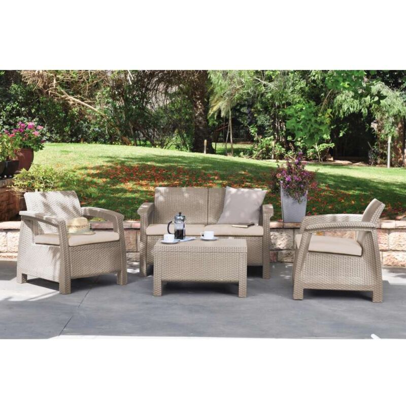 foto del prodotto set da giardino keter corfu lounge colore cappuccino, 4 posti