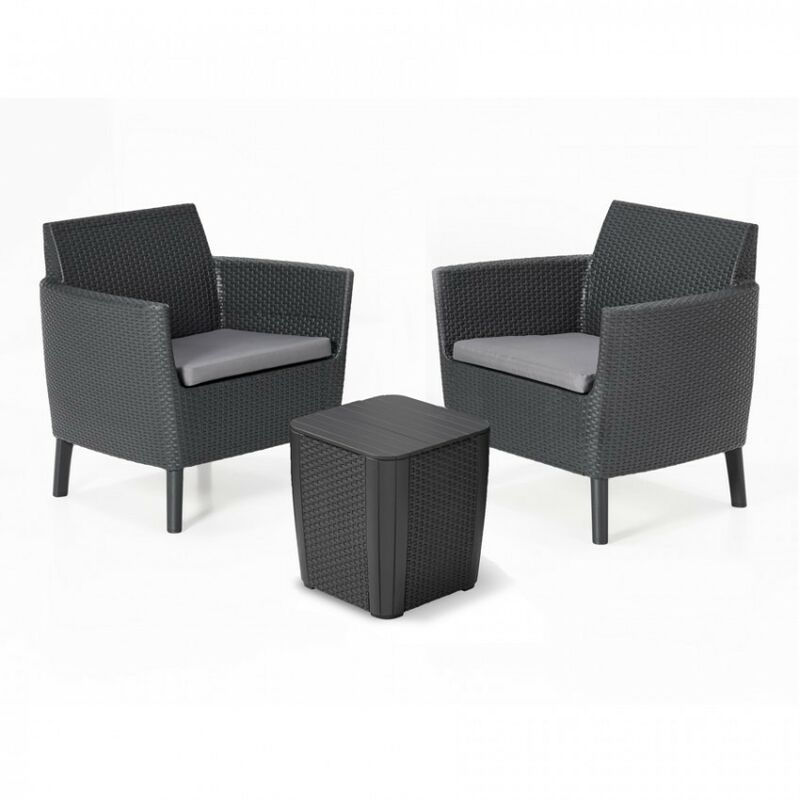foto del prodotto set da giardino keter salemo balcony con 2 poltrone e tavolo 39x39 cm, colore grafite keter