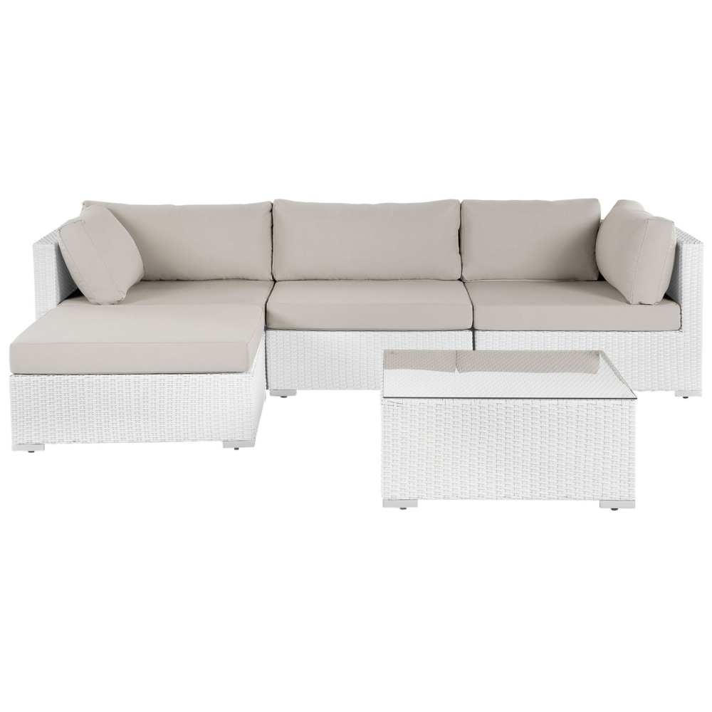 foto del prodotto set da giardino modulare in rattan bianco lato destro modulare a 4 posti