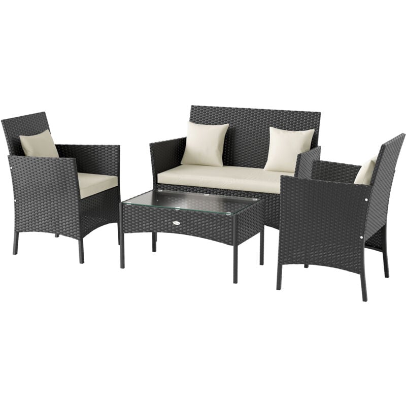 foto del prodotto set da giardino per 4 persone con poltrona 2 posti 2 sedie e tavolino outsunny