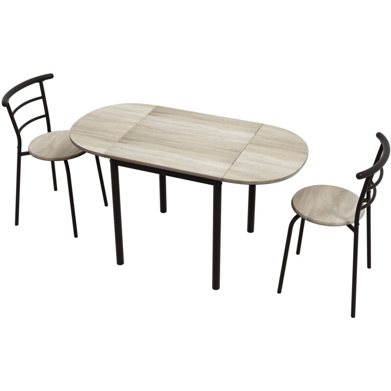 foto del prodotto set da pranzo 3 pezzi 2 sedie 1 tavolo da pranzo in mdf e acciaio ovale homcom