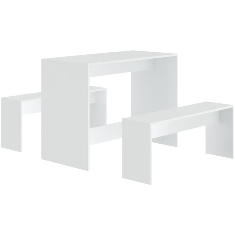 foto del prodotto set da pranzo 3 pz bianco in legno multistrato vidaxl