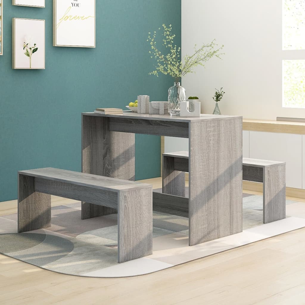 foto del prodotto set da pranzo 3 pz grigio sonoma in truciolato cod mxl 25152