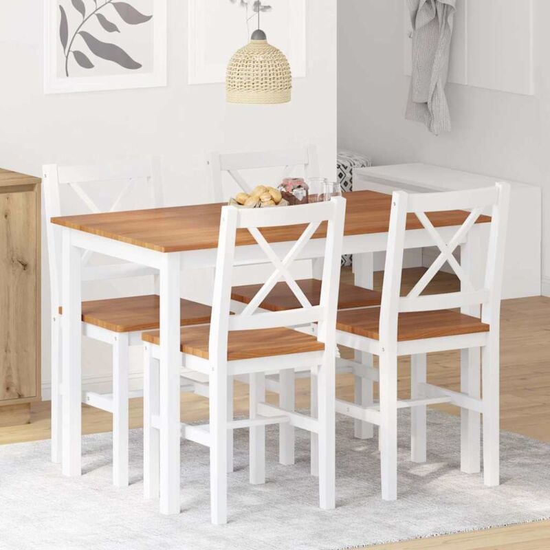 foto del prodotto set da pranzo 5 pz marrone e bianco vidaxl