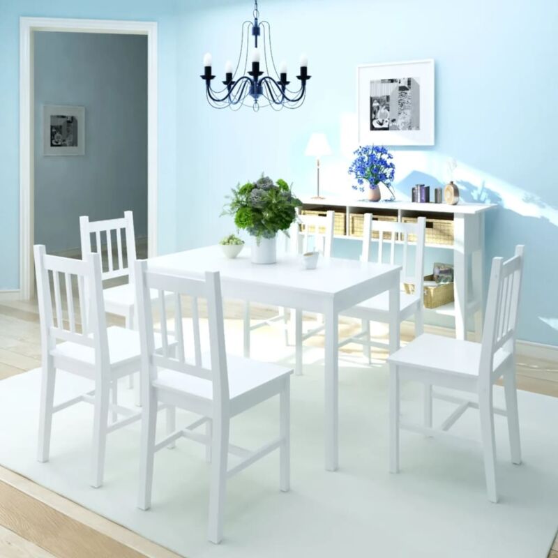 foto del prodotto set da pranzo 7 pz in legno di pino bianco vidaxl