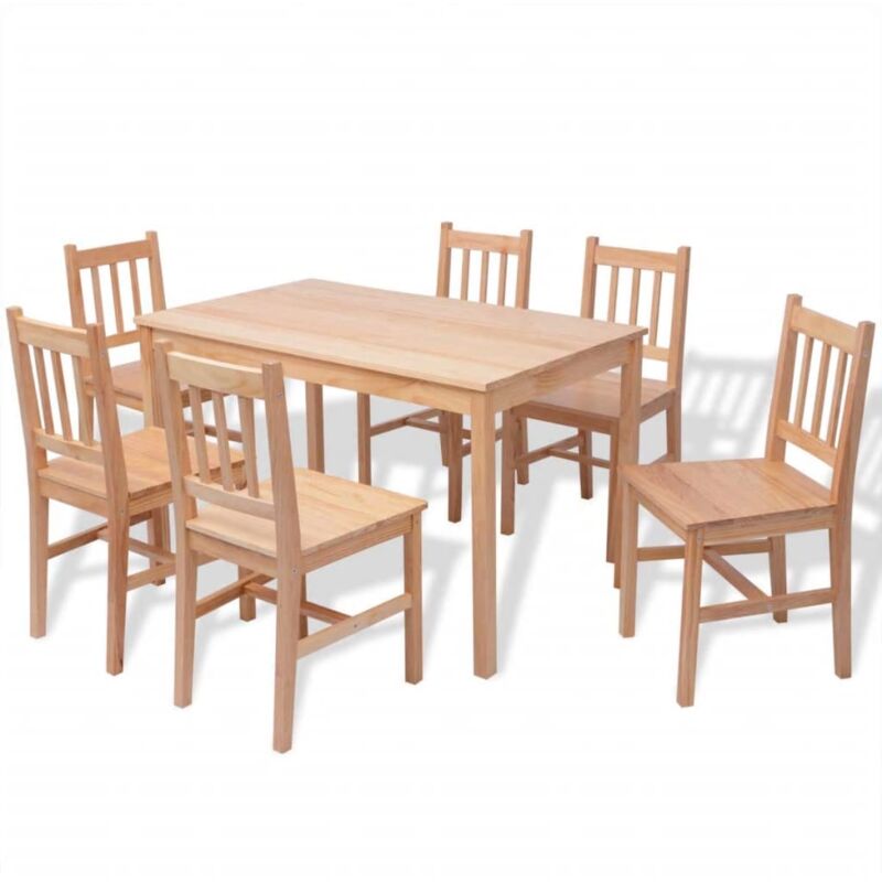 foto del prodotto set da pranzo 7 pz in legno di pino vidaxl