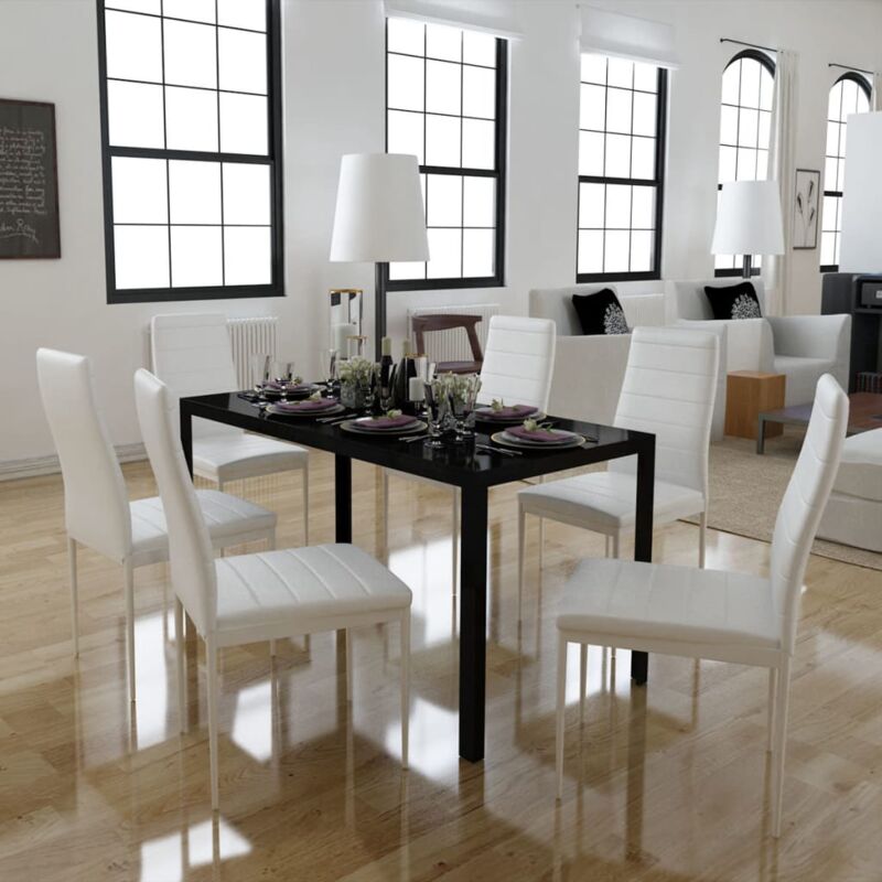 foto del prodotto set da pranzo 7 pz nero e bianco vidaxl