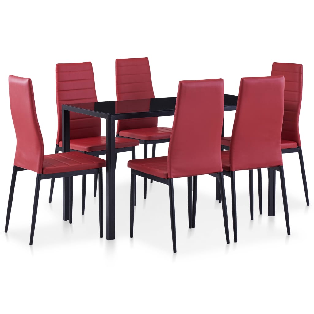 foto del prodotto set da pranzo 7 pz rosso vino vidaxl