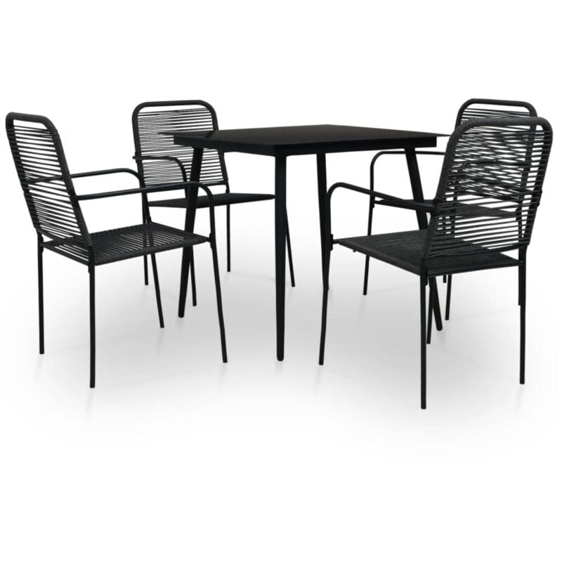 foto del prodotto set da pranzo da esterni 5 pz in corda di cotone e acciaio nero vidaxl 451195