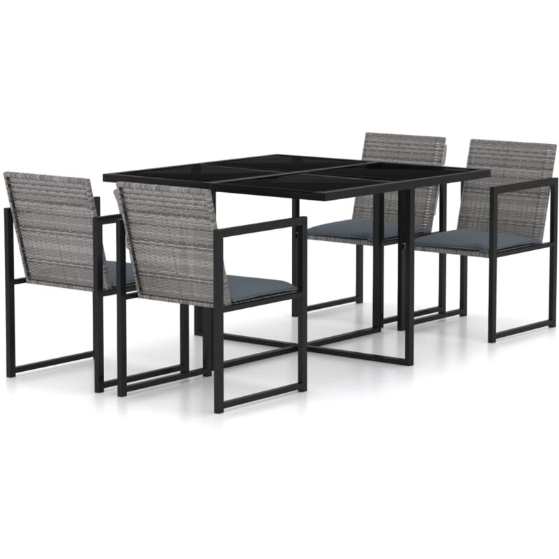foto del prodotto set da pranzo da esterno 5 pz con cuscini in polyrattan grigio vidaxl