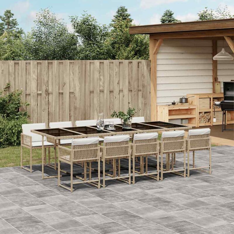 foto del prodotto set da pranzo da giardino 11 pz con cuscini beige in polyrattan vidaxl