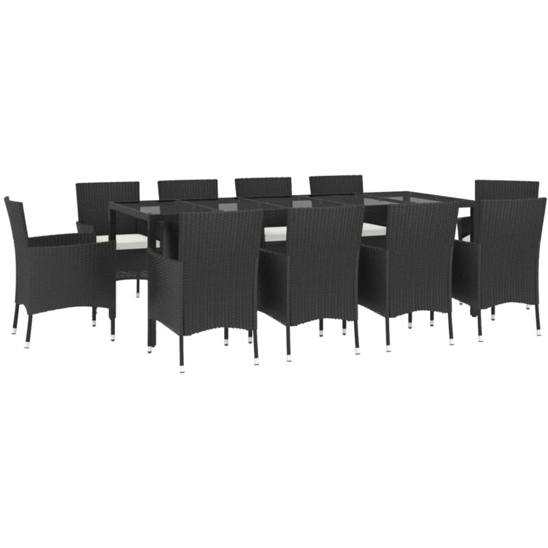 foto del prodotto set da pranzo da giardino 11 pz con cuscini in polyrattan nero vidaxl
