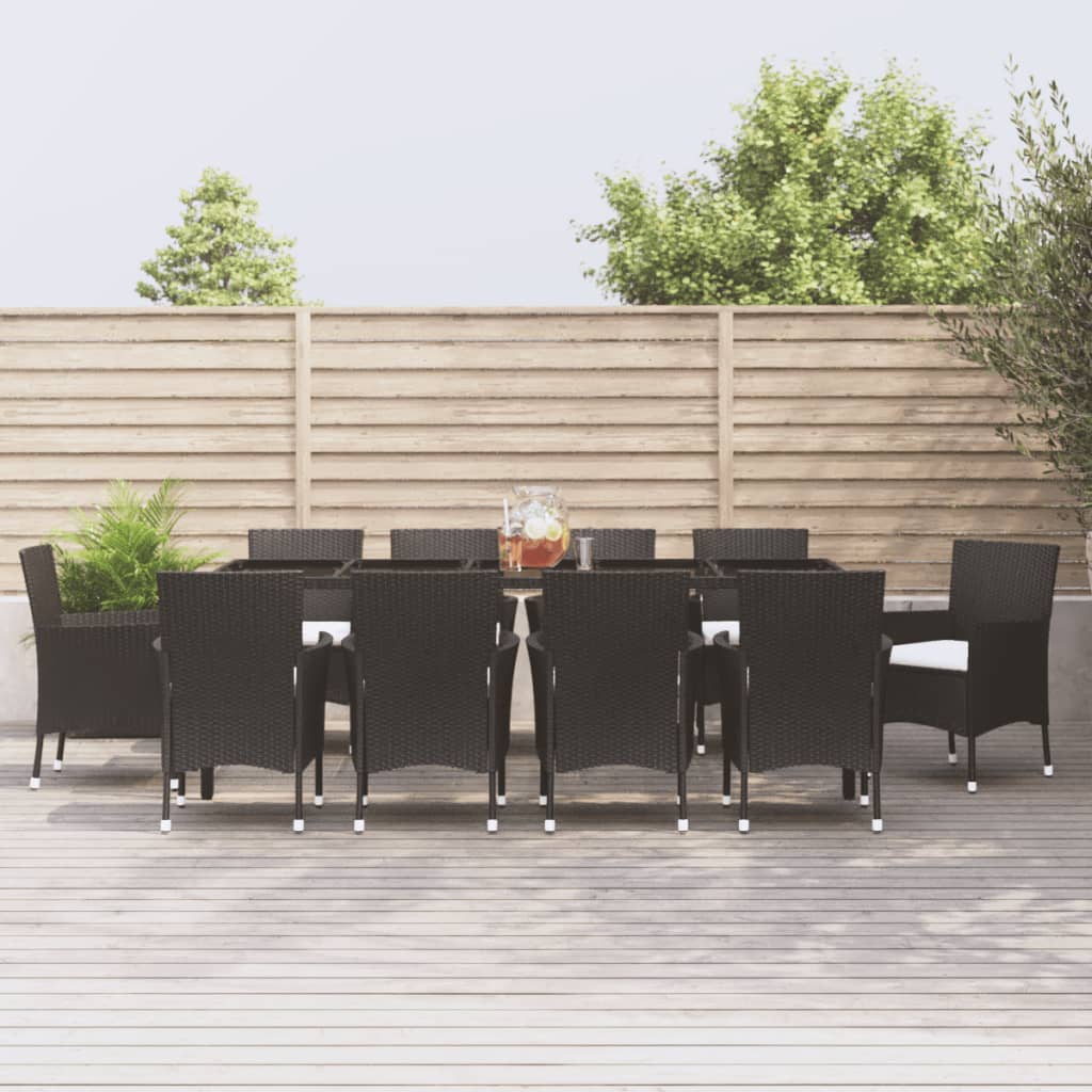 foto del prodotto set da pranzo da giardino 11 pz con cuscini in polyrattan nerocod mxl 76688