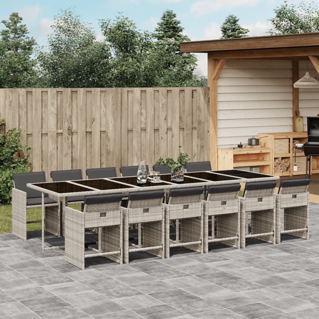 foto del prodotto set da pranzo da giardino 13pz con cuscini grigio in polyrattancod mxl 88561