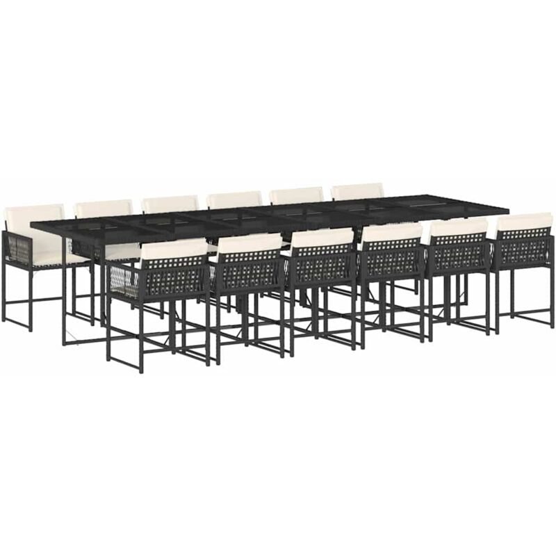 foto del prodotto set da pranzo da giardino 13pz con cuscini nero in polyrattan vidaxl